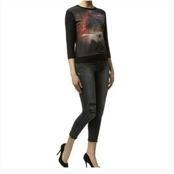 Ted Baker Bracha Waterfall black sweater top blouse size 2 nwot - Picture 2 of 14